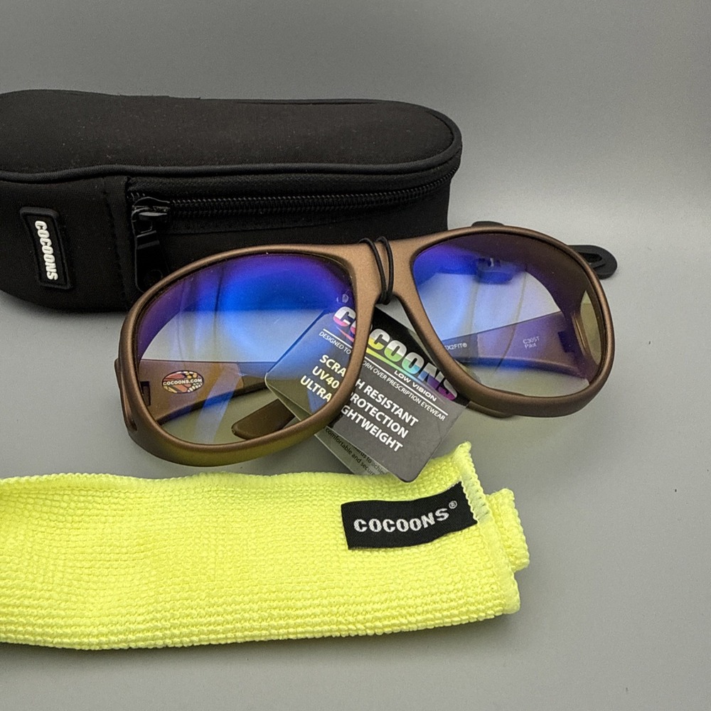 Cocoons Sunglasses Fit Overs FLEX2FIT Authentic Brown C305T Pilot NIB-case/cloth